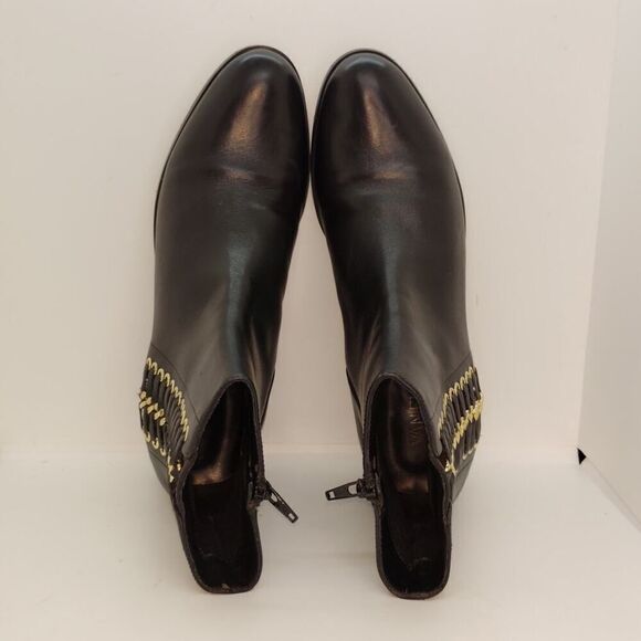 Vanell Rhena Designer Womens Pre-owned Black Leather Ankle Boots w/Zipper-sz. 9N - Picture 5 of 7